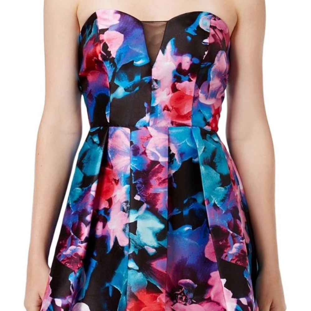 prom Floral Strapless Dress
